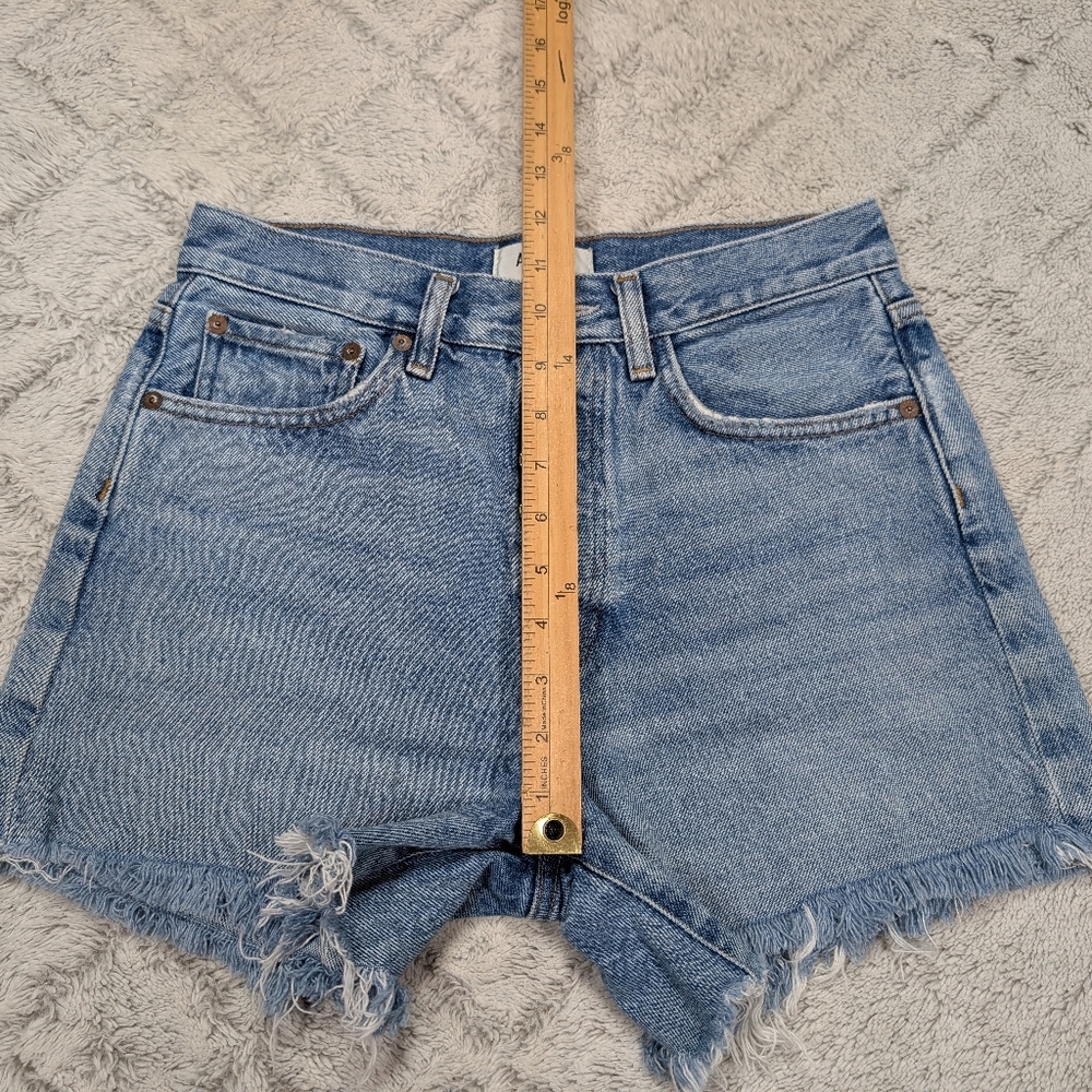 Agolde Shorts Womens 25 Blue Swapmeet Denim Parker Long High Rise Fray Hem - Picture 6 of 9